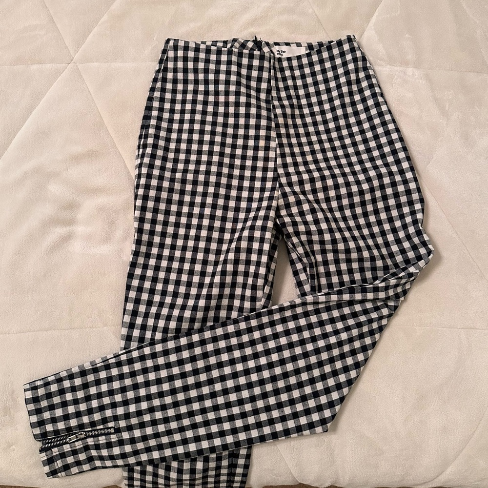 by the way. Black and White Checkered Cropped Pants